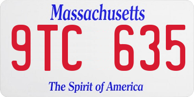 MA license plate 9TC635