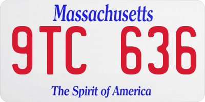 MA license plate 9TC636