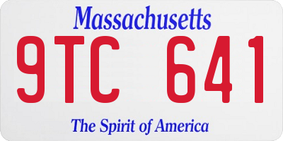 MA license plate 9TC641