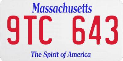 MA license plate 9TC643