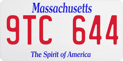 MA license plate 9TC644