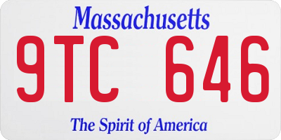 MA license plate 9TC646