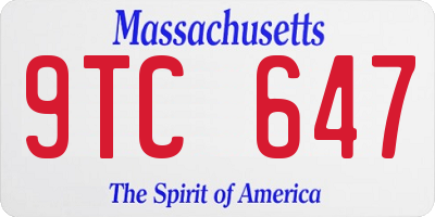 MA license plate 9TC647
