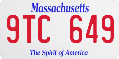 MA license plate 9TC649