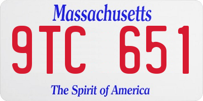 MA license plate 9TC651