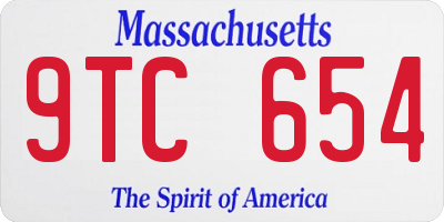 MA license plate 9TC654