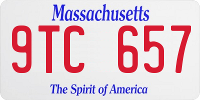 MA license plate 9TC657
