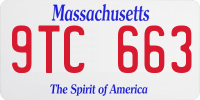MA license plate 9TC663