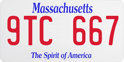 MA license plate 9TC667