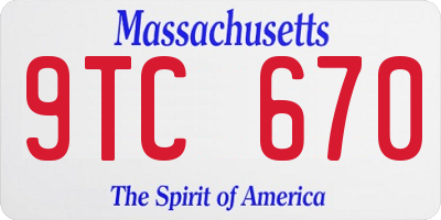 MA license plate 9TC670
