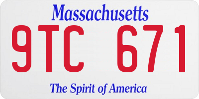 MA license plate 9TC671