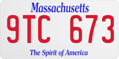 MA license plate 9TC673