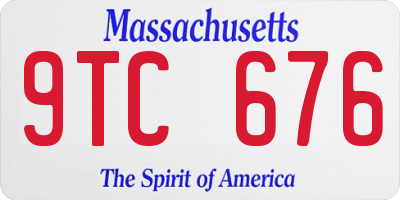 MA license plate 9TC676