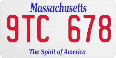 MA license plate 9TC678