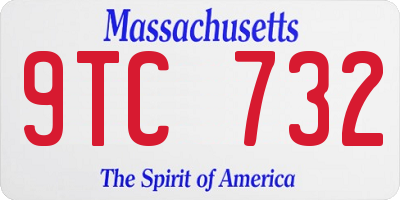 MA license plate 9TC732