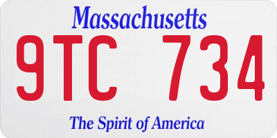 MA license plate 9TC734