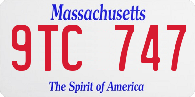 MA license plate 9TC747