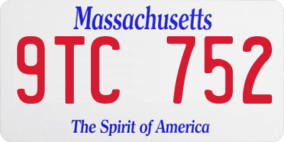 MA license plate 9TC752