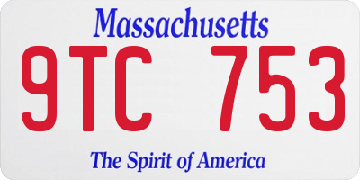 MA license plate 9TC753