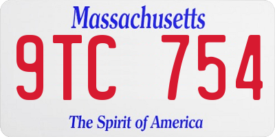 MA license plate 9TC754