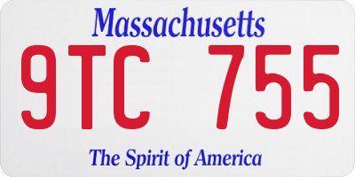 MA license plate 9TC755