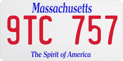 MA license plate 9TC757