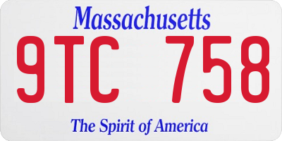 MA license plate 9TC758