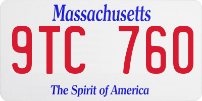 MA license plate 9TC760