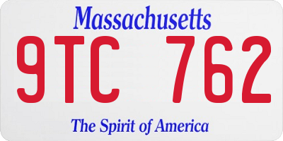 MA license plate 9TC762
