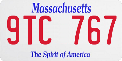 MA license plate 9TC767
