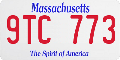 MA license plate 9TC773
