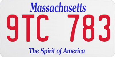 MA license plate 9TC783
