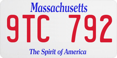 MA license plate 9TC792