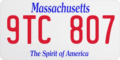 MA license plate 9TC807