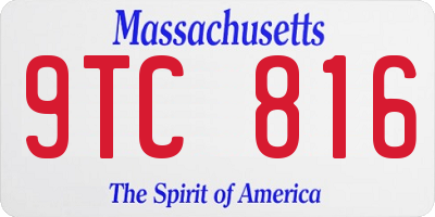 MA license plate 9TC816