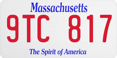 MA license plate 9TC817