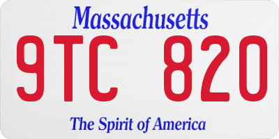 MA license plate 9TC820