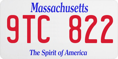 MA license plate 9TC822