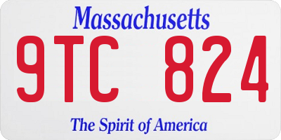 MA license plate 9TC824