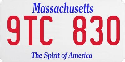 MA license plate 9TC830