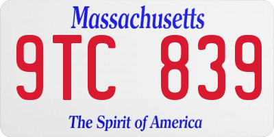 MA license plate 9TC839