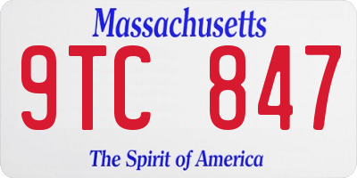 MA license plate 9TC847