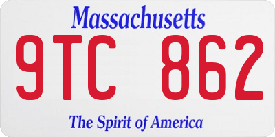MA license plate 9TC862