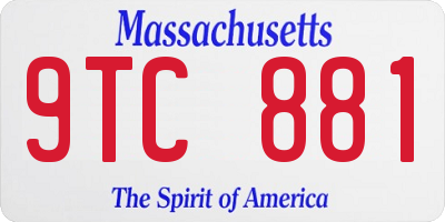 MA license plate 9TC881