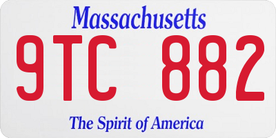 MA license plate 9TC882