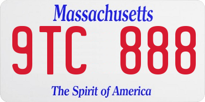 MA license plate 9TC888