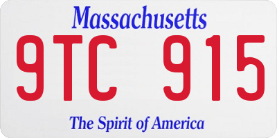MA license plate 9TC915