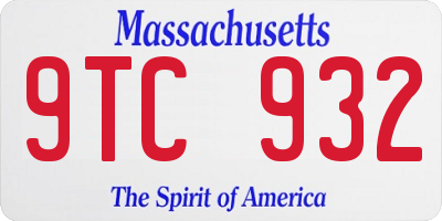 MA license plate 9TC932