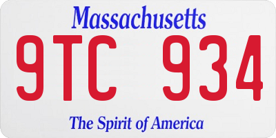 MA license plate 9TC934