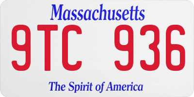 MA license plate 9TC936